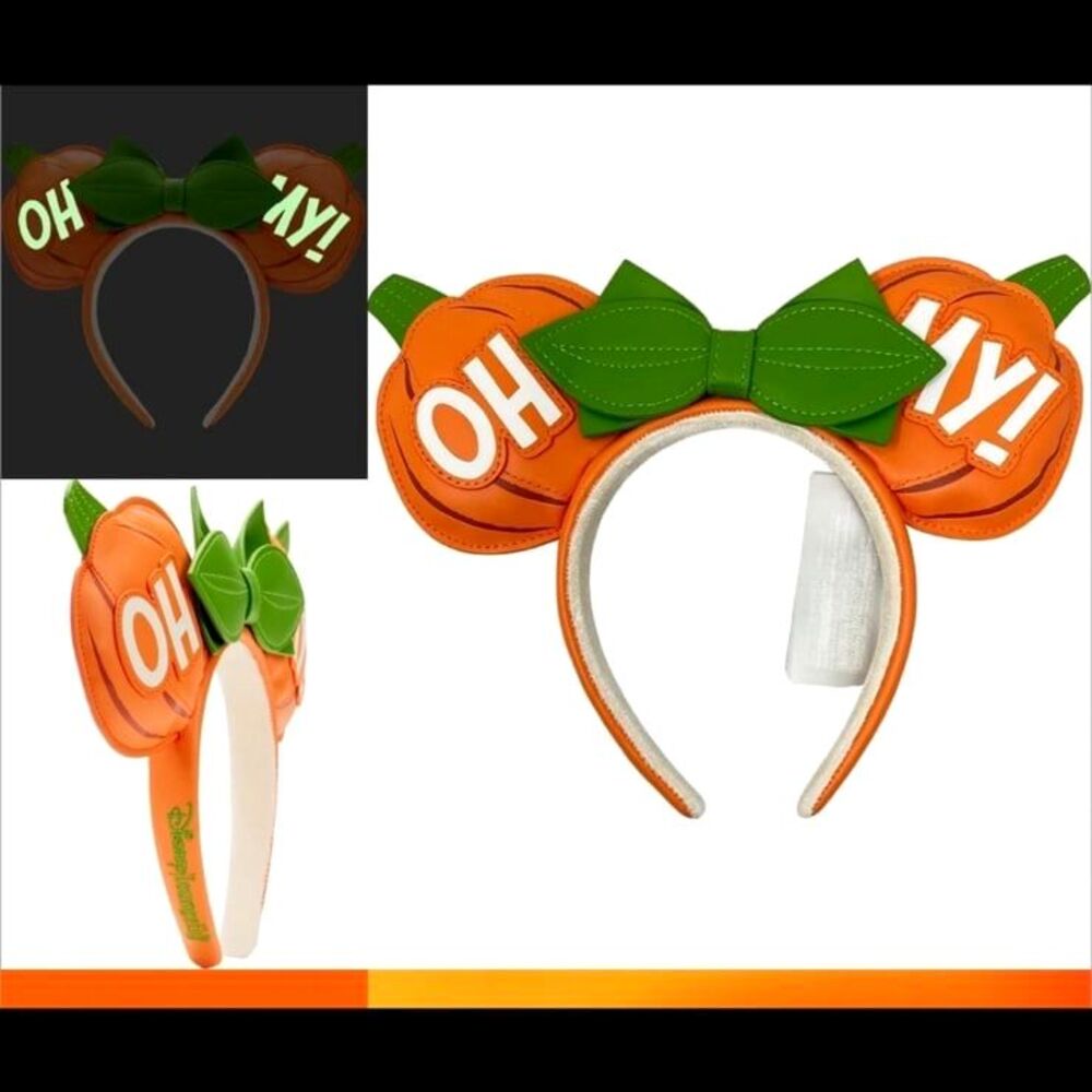 Disney Parks Loungefly Halloween OH MY! Pumpkin Minnie Ears Glow in the Dark